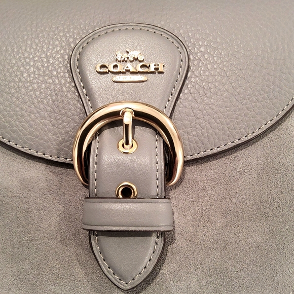 SOLD- Coach Kleo Shoulder Bag 17 in Granite/Gold- - Picture 3 of 15